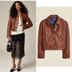 NWT - J.Crew Collection leather shirt-jacket - size 4